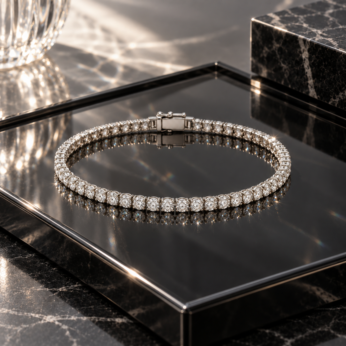 Naturalture® Silver-Tone Tennis Bracelet with Clear Stone-Look Accents – Elegant Line Bracelet for Everyday Styling and Occasions