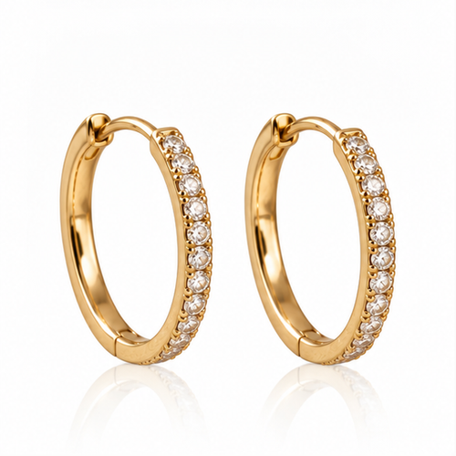 Naturalture® Gold-Tone Clear Stone-Look Hoop Earrings – Elegant Sparkle for Everyday Styling