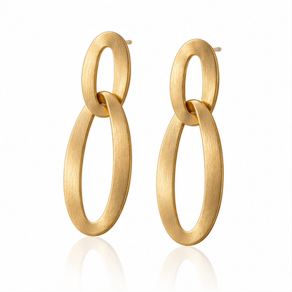 Naturalture® Gold-Tone Double Oval Drop Earrings – Modern Sculptural Statement Jewelry