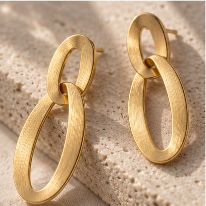 Naturalture® Gold-Tone Double Oval Drop Earrings – Modern Sculptural Statement Jewelry