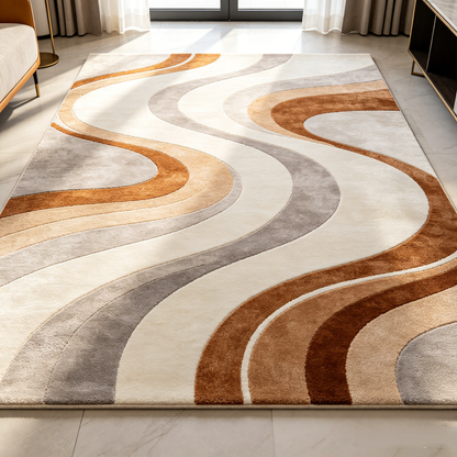 Modern Abstract Wave Area Rug – Soft Plush Contemporary Carpet for Living Room, Bedroom & Home Décor