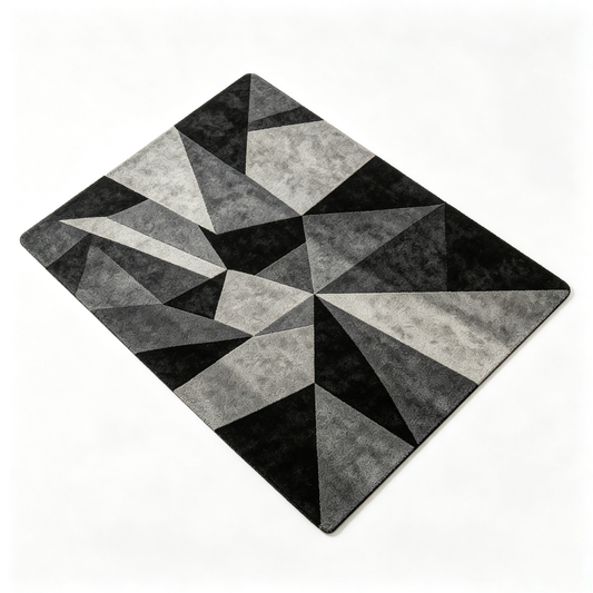 Modern Geometric Area Rug – Soft Plush Metallic Accent Carpet for Living Room, Bedroom & Contemporary Home Décor