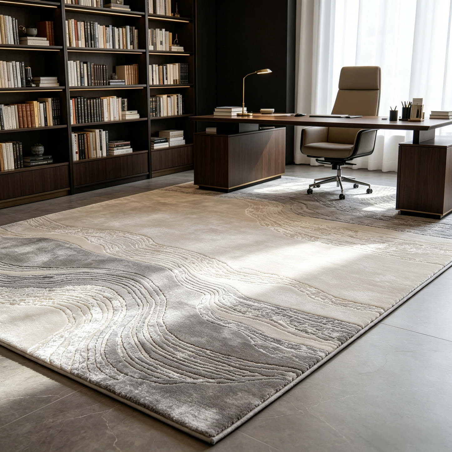 Modern Geometric Area Rug – Soft Plush Metallic Accent Carpet for Living Room, Bedroom & Contemporary Home Décor
