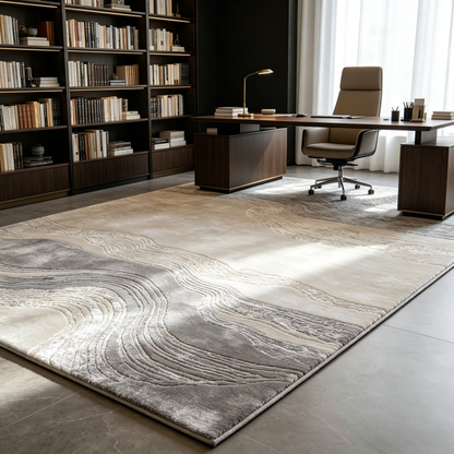 Modern Geometric Area Rug – Soft Plush Metallic Accent Carpet for Living Room, Bedroom & Contemporary Home Décor