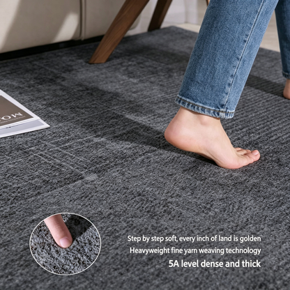 Modern Textured Gray Area Rug – Soft Plush Carpet for Living Room, Bedroom & Contemporary Home Décor
