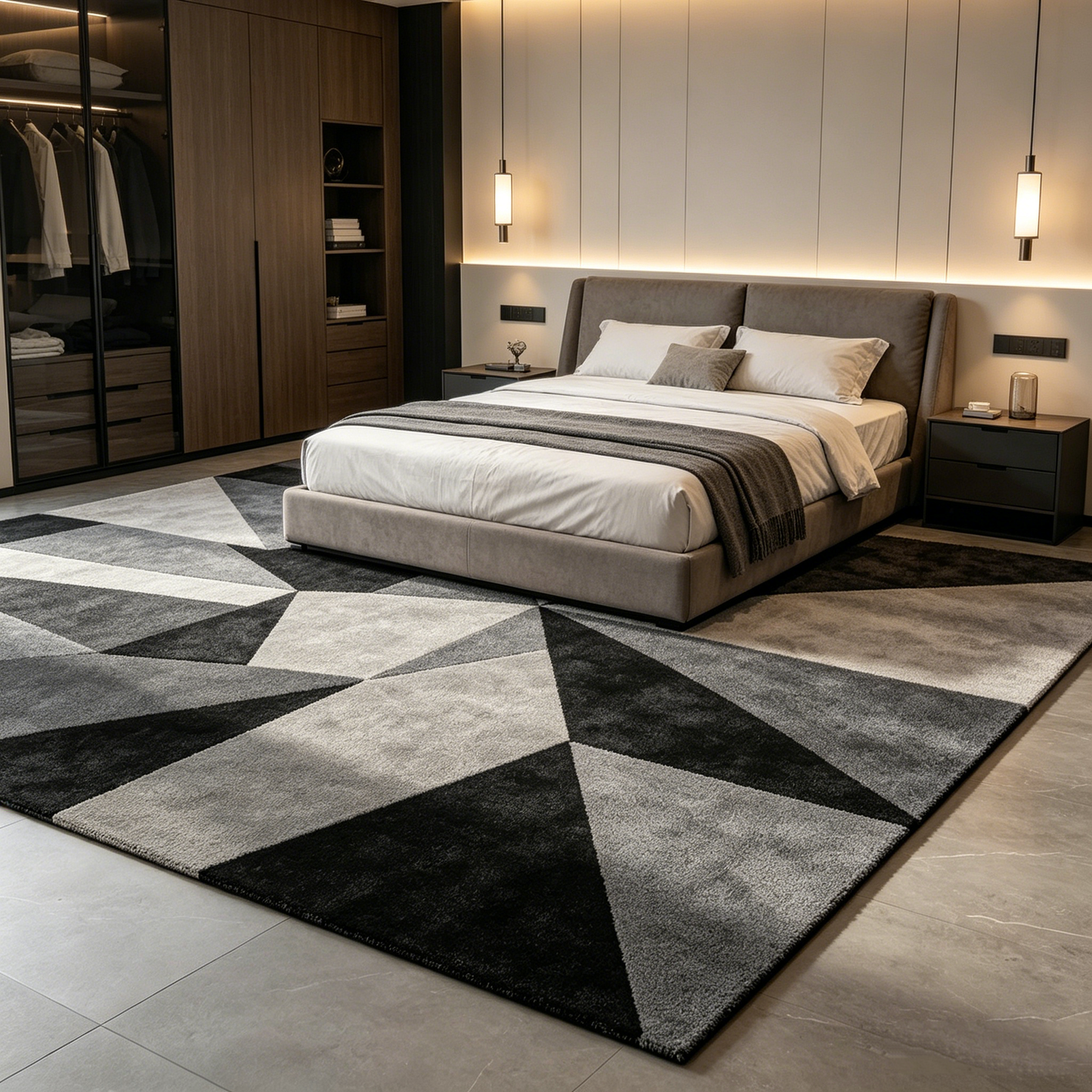 Modern Geometric Area Rug – Soft Plush Metallic Accent Carpet for Living Room, Bedroom & Contemporary Home Décor