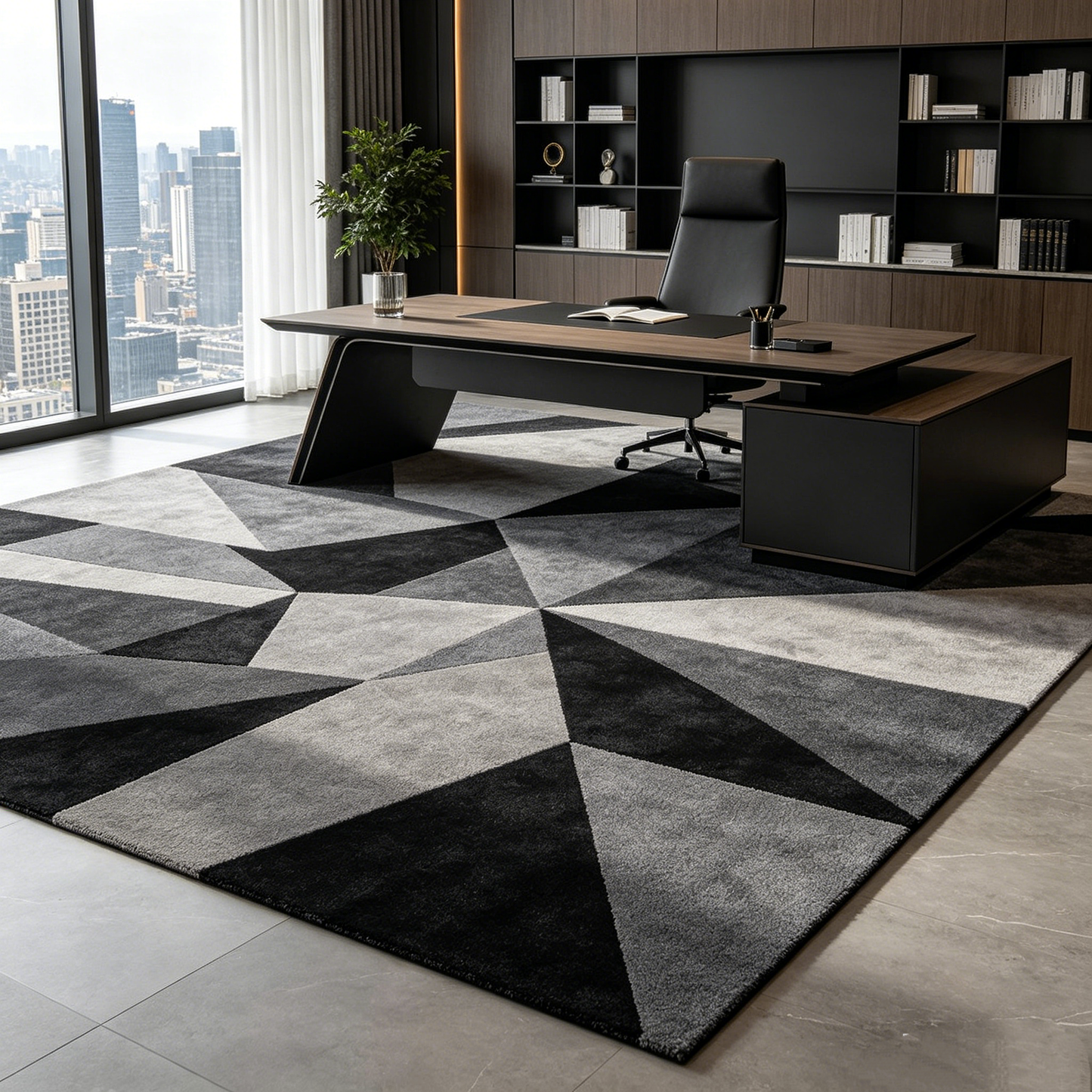 Modern Geometric Area Rug – Soft Plush Metallic Accent Carpet for Living Room, Bedroom & Contemporary Home Décor