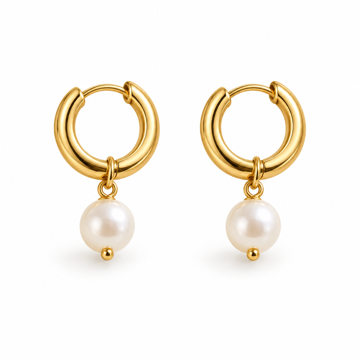 Naturalture® Gold-Tone Hoop Earrings with Pearl-Look Drops – Elegant Everyday Drop Earrings