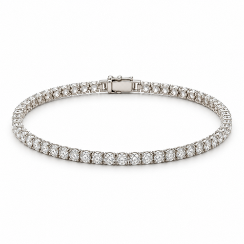 Naturalture® Silver-Tone Tennis Bracelet with Clear Stone-Look Accents – Elegant Line Bracelet for Everyday Styling and Occasions