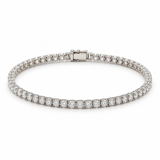 Naturalture® Silver-Tone Tennis Bracelet with Clear Stone-Look Accents – Elegant Line Bracelet for Everyday Styling and Occasions