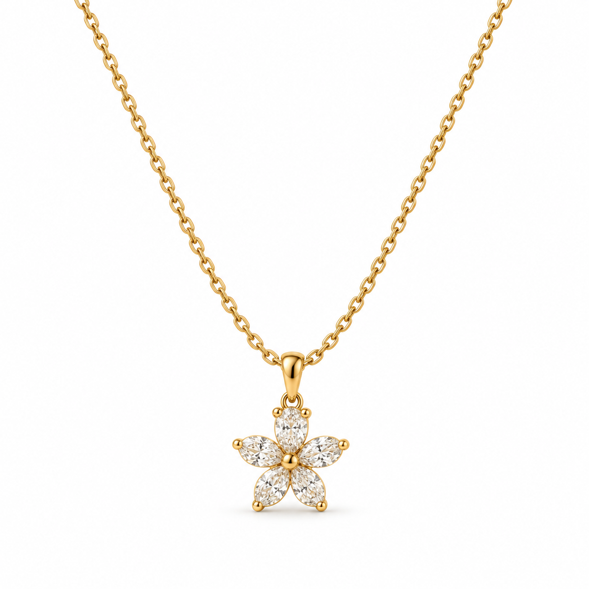 Naturalture® Gold-Tone Floral Clear Stone-Look Pendant Necklace – Elegant Everyday and Occasion Jewelry