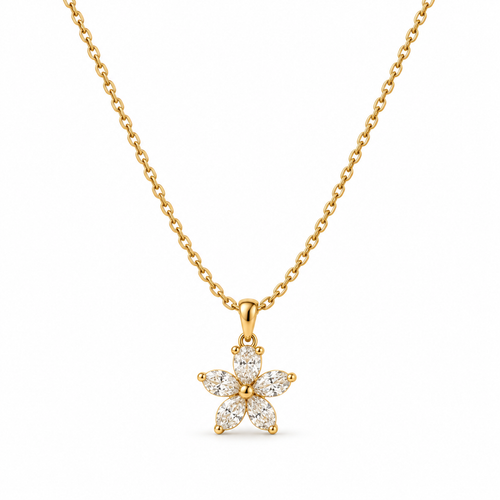 Naturalture® Gold-Tone Floral Clear Stone-Look Pendant Necklace – Elegant Everyday and Occasion Jewelry