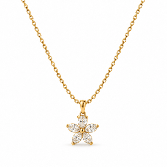 Naturalture® Gold-Tone Floral Clear Stone-Look Pendant Necklace – Elegant Everyday and Occasion Jewelry