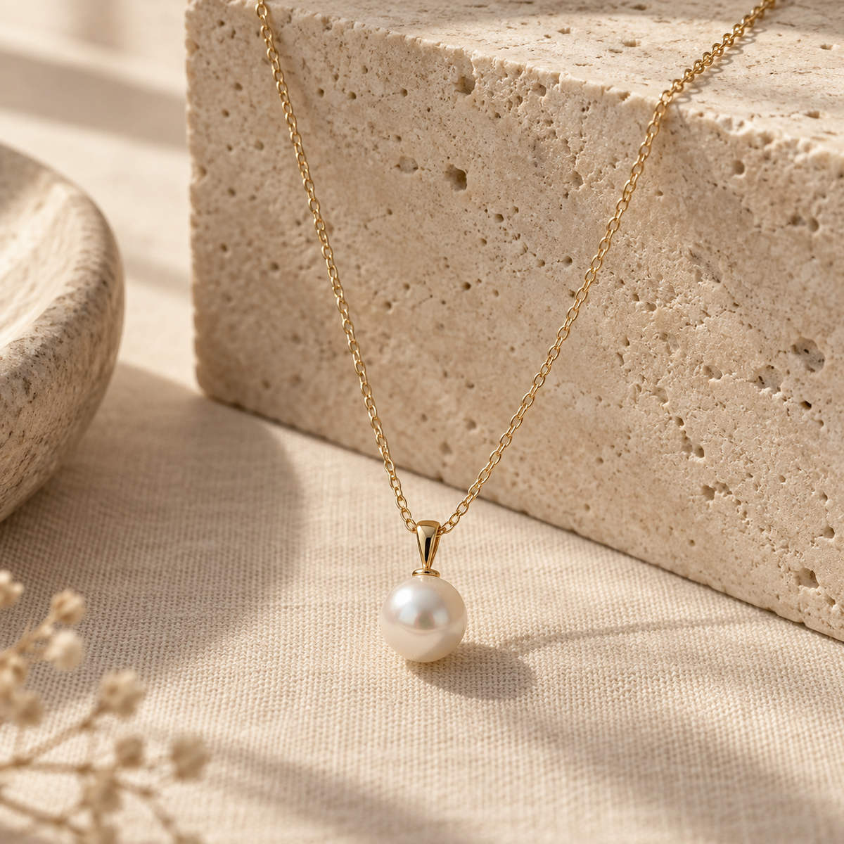 Naturalture® Gold-Tone Pearl-Look Pendant Necklace – Classic Minimalist Everyday Jewelry