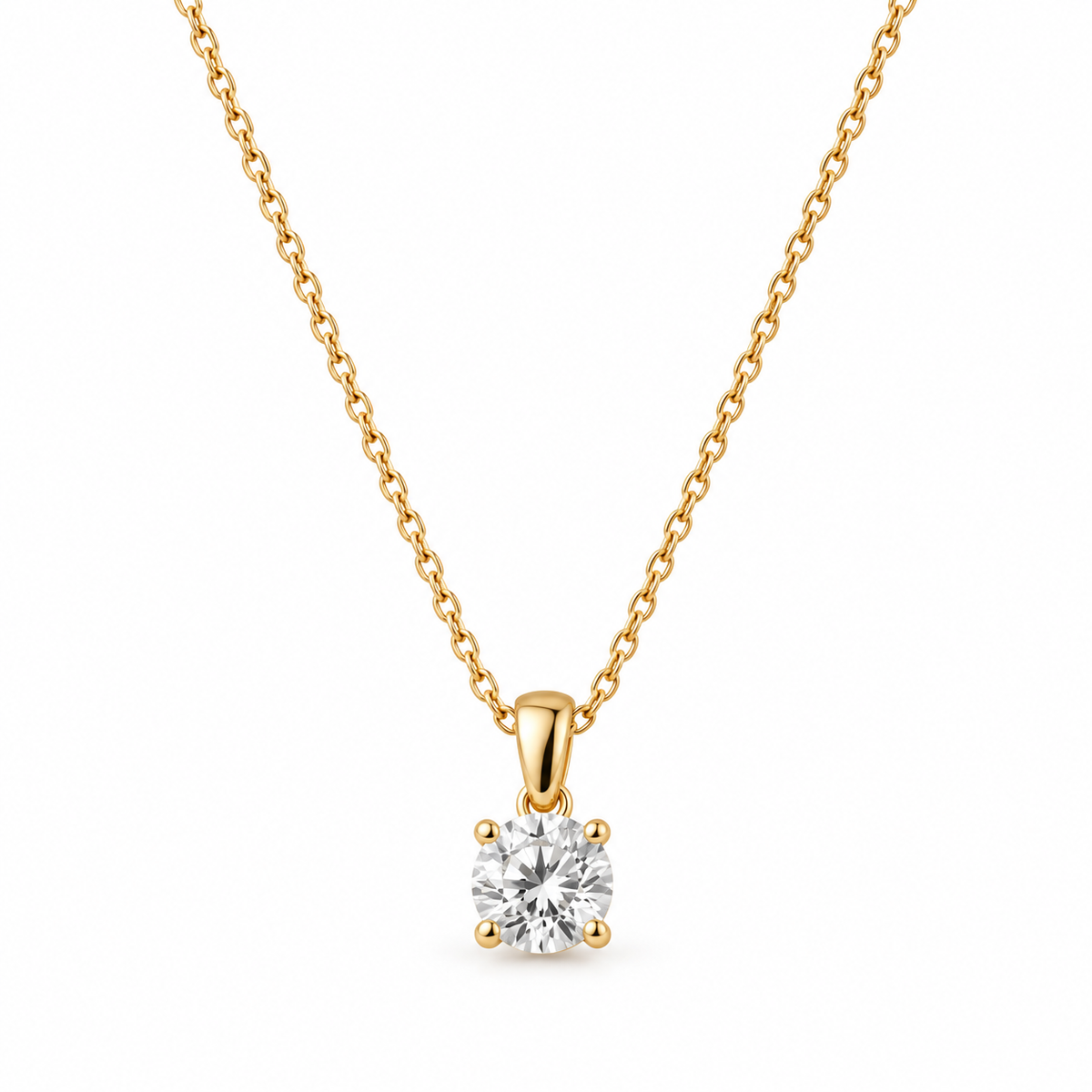Naturalture® Gold-Tone Round Clear Stone-Look Pendant Necklace – Classic Solitaire Everyday Jewelry