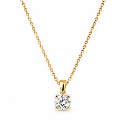 Naturalture® Gold-Tone Round Clear Stone-Look Pendant Necklace – Classic Solitaire Everyday Jewelry