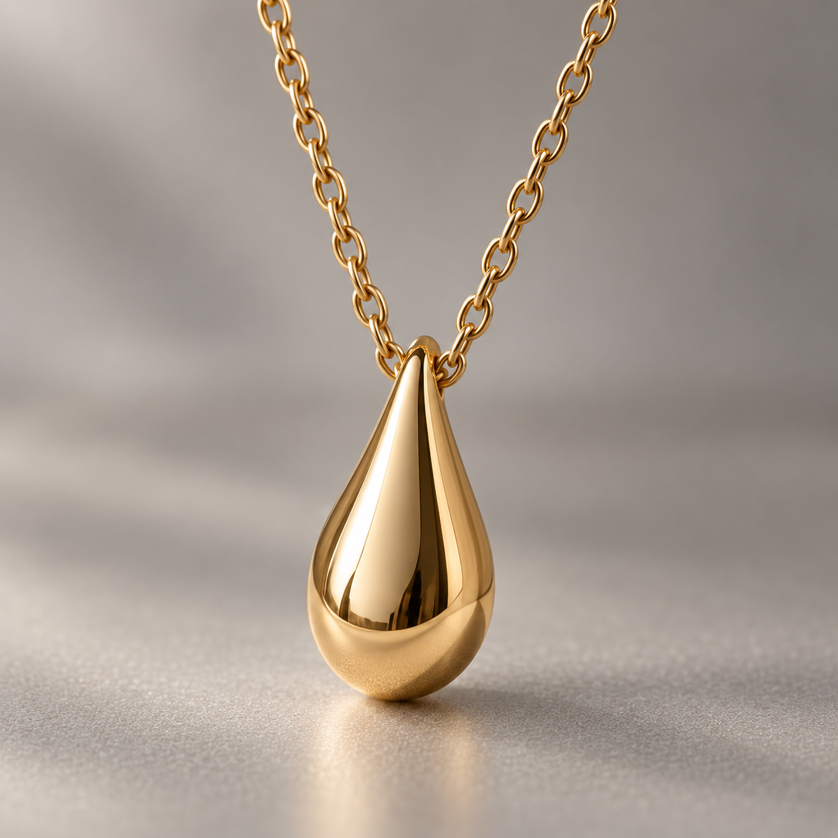 Naturalture® Gold-Tone Teardrop Pendant Necklace – Minimalist Sculptural Jewelry for Everyday Styling