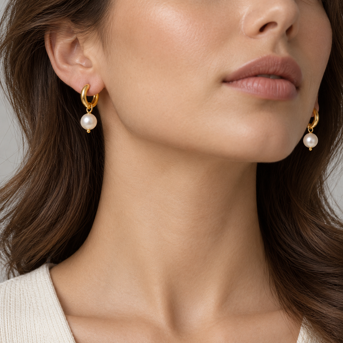 Naturalture® Gold-Tone Hoop Earrings with Pearl-Look Drops – Elegant Everyday Drop Earrings
