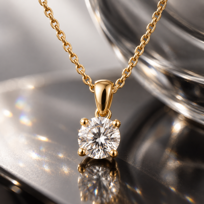 Naturalture® Gold-Tone Round Clear Stone-Look Pendant Necklace – Classic Solitaire Everyday Jewelry