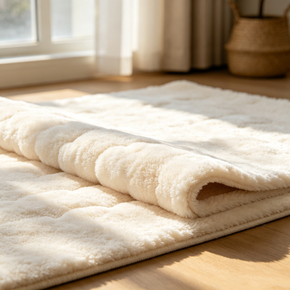 Ultra Soft Ivory Faux Fur Area Rug – Plush Shag Accent Carpet for Bedroom, Living Room & Cozy Home Décor