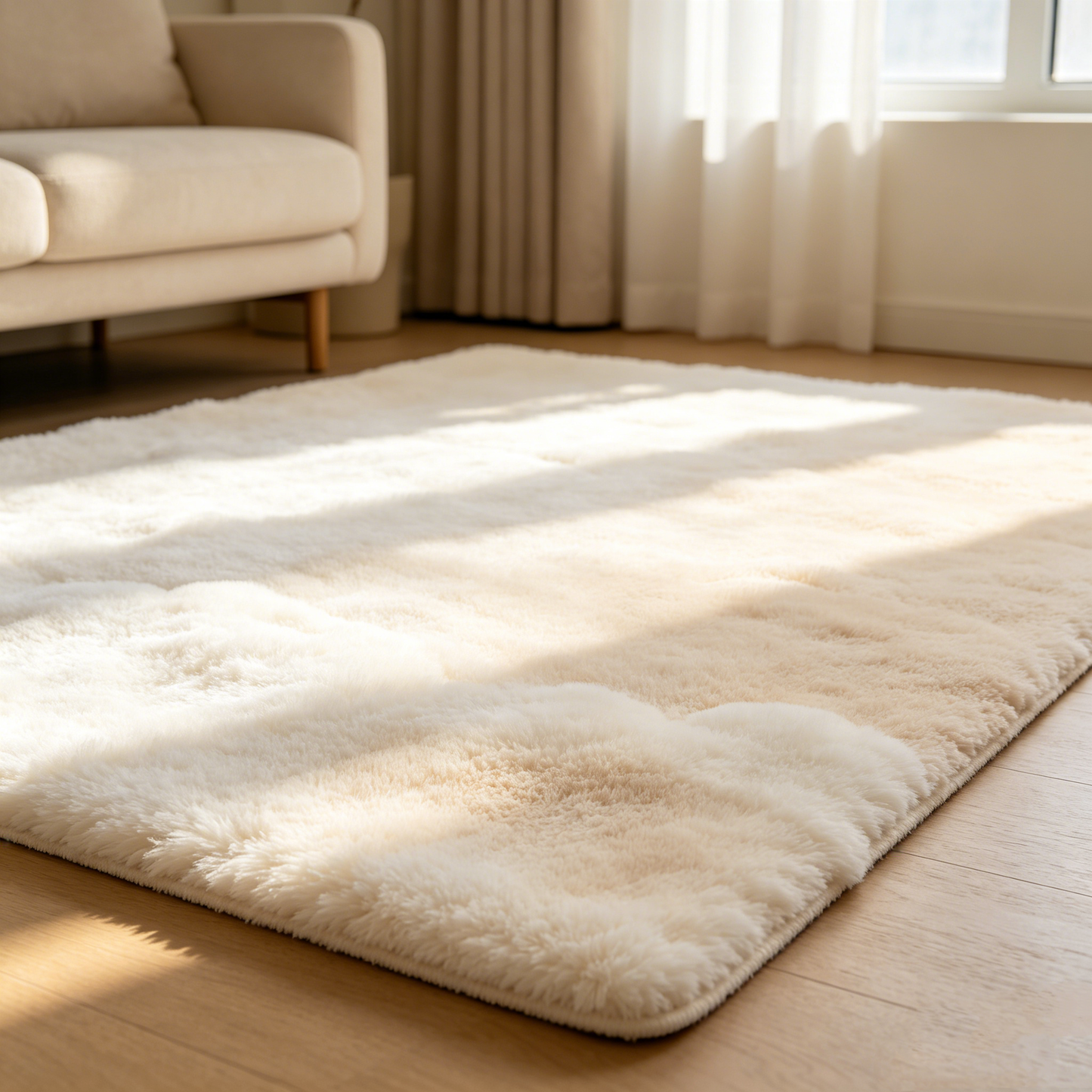Ultra Soft Ivory Faux Fur Area Rug – Plush Shag Accent Carpet for Bedroom, Living Room & Cozy Home Décor