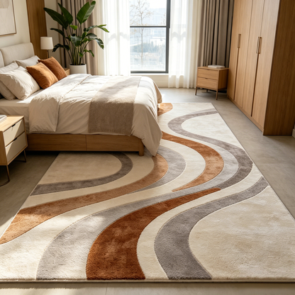 Modern Abstract Wave Area Rug – Soft Plush Contemporary Carpet for Living Room, Bedroom & Home Décor