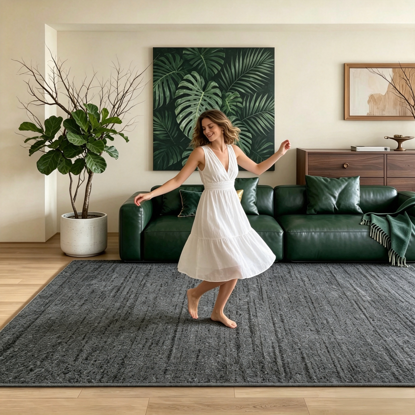 Modern Textured Gray Area Rug – Soft Plush Carpet for Living Room, Bedroom & Contemporary Home Décor