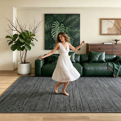 Modern Textured Gray Area Rug – Soft Plush Carpet for Living Room, Bedroom & Contemporary Home Décor