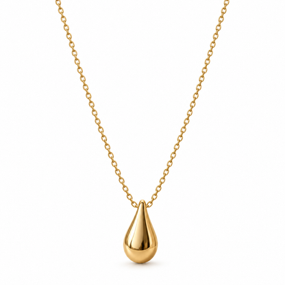 Naturalture® Gold-Tone Teardrop Pendant Necklace – Minimalist Sculptural Jewelry for Everyday Styling