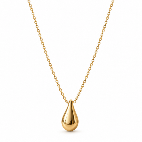 Naturalture® Gold-Tone Teardrop Pendant Necklace – Minimalist Sculptural Jewelry for Everyday Styling