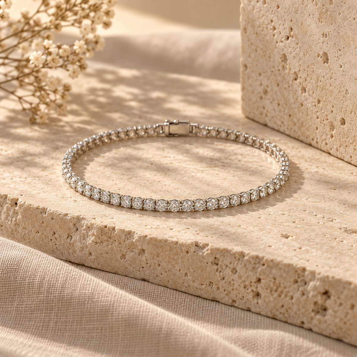 Naturalture® Silver-Tone Tennis Bracelet with Clear Stone-Look Accents – Elegant Line Bracelet for Everyday Styling and Occasions