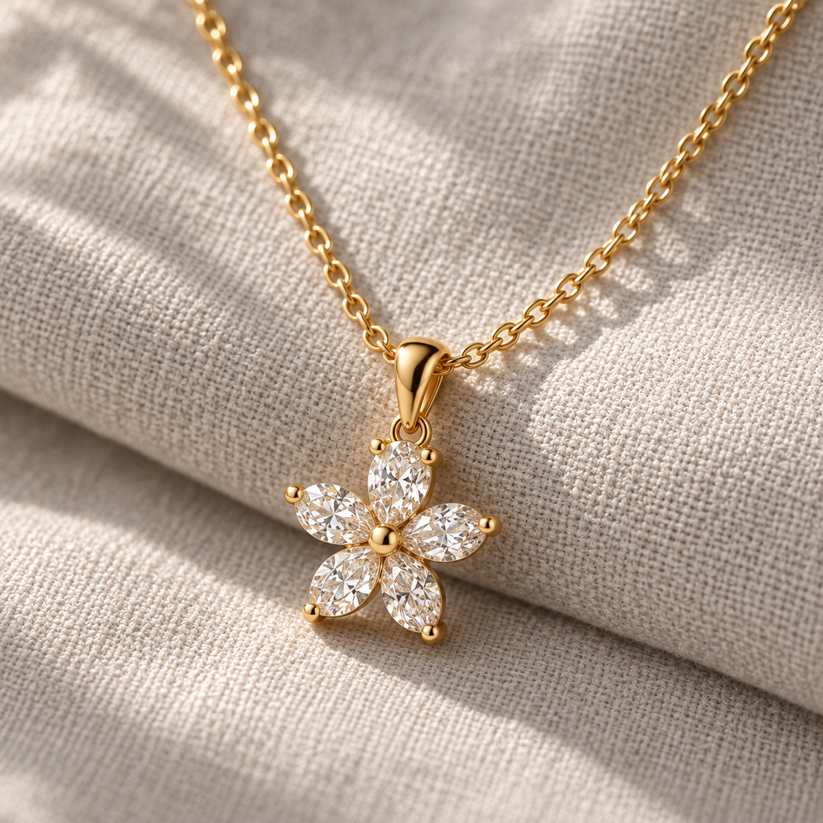 Naturalture® Gold-Tone Floral Clear Stone-Look Pendant Necklace – Elegant Everyday and Occasion Jewelry