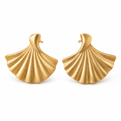 Naturalture® Gold-Tone Sculptural Fan Stud Earrings – Modern Pleated Statement Jewelry